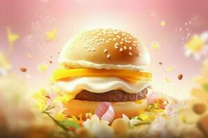 Asian egg burger marketing. Generate Ai photo