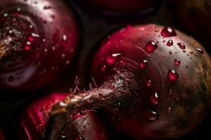 Beetroot half slice water drops vegetable. Generate Ai photo