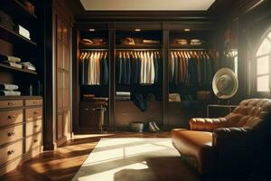 Luxury male wardrobe. Generate Ai photo