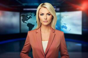 News female presenter. Generate Ai photo