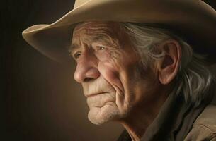 Portrait senior cowboy western. Generate Ai photo