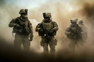 Special force soldiers group. Generate Ai photo