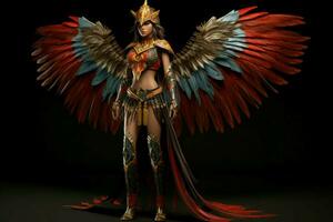 Woman wings warrior. Generate Ai photo