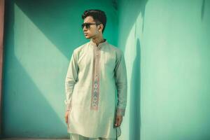 Indian kurta design model man. Generate Ai photo