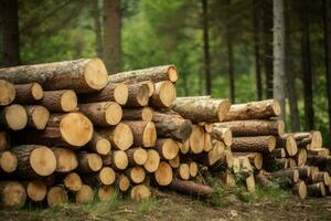 Logs stack forest. Generate Ai photo