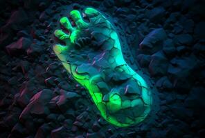 Neon footprint. Generate Ai photo