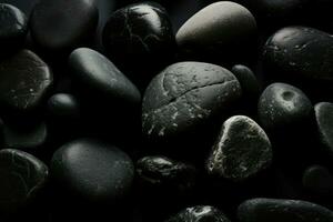 Black round stone erosion background. Generate Ai photo