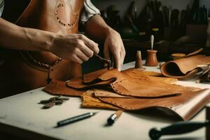 Making leather goods master. Generate Ai photo