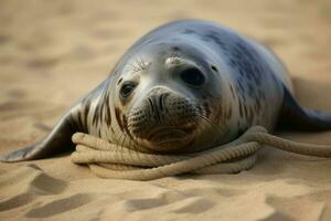 Seal beach sand. Generate Ai photo