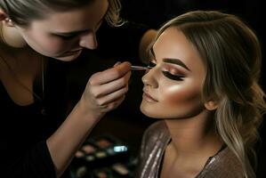 Makeup artist eyeshadow. Generate Ai photo