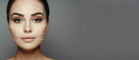 Cosmetic woman procedures banner. Generate Ai photo