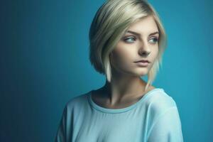 Shy introvert woman. Generate Ai photo