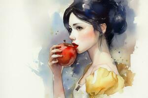 Snow-white princess apple. Generate Ai photo