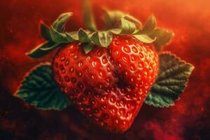 Macro strawberry fruit. Generate Ai photo