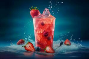 Strawberry cocktail. Generate Ai photo