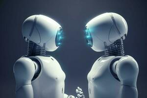 Two robots communication. Generate Ai photo