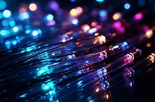 Fiber optics background with lots of light spots and bokeh AI Generated photo