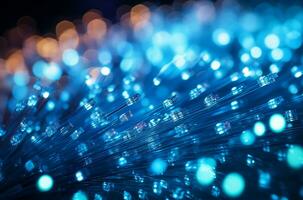 Fiber optics background with lots of light spots and bokeh AI Generated photo