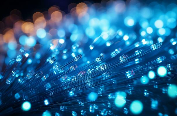 Fiber optics background with lots of light spots and bokeh AI Generated