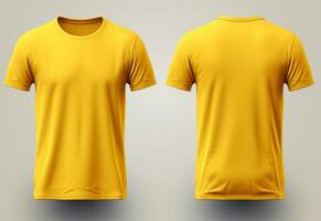 Yellow t-shirt mockup isolated on black background with clipping path AI Generated photo