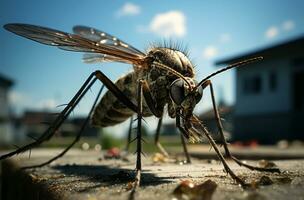 Mosquito on a wooden surface. Close-up. Selective focus AI Generated photo