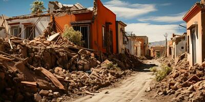 Ruins of a very heavily polluted industrial factory, industrial series AI Generated photo