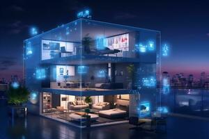 AI Generative Image of smart home of the future with AI powered photo