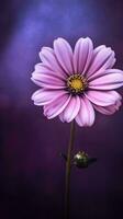 AI Generative purple flower with dark purple background photo