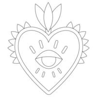 Mexican ethnic heart embroidery coloring page vector