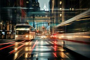 capturar de ajetreo y bullicio de un noche ciudad ai generativo foto