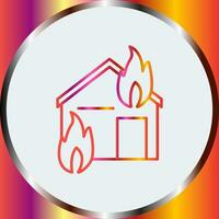 icono de vector de casa que consume fuego único