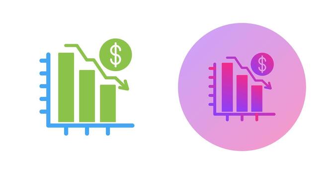 gráfico abajo vector icono