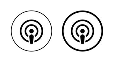 Podcast icon vector in circle line. Podcasting sign symbol