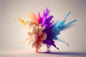 Beautiful fantasy Color explosion on white background. . photo