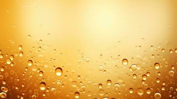 golden beer bubbles water drop background. generative AI photo