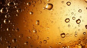 golden beer bubbles water drop background. generative AI photo