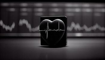 Heart health care technology concept with medical icons. AI Generative. photo