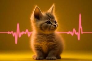 Veterinary concept ,pulse, cat's heartbeat. Generative AI. photo