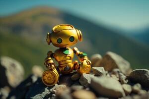 robot gold US dollar coin stock market forex trading graph futuristic Smart investment technology background, . photo