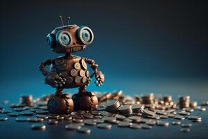 robot gold US dollar coin stock market forex trading graph futuristic Smart investment technology background, . photo