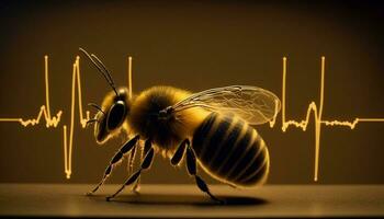 Veterinary concept, pulse, bee's heartbeat, black background. Generative AI. photo