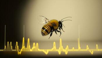 Veterinary concept, pulse, bee's heartbeat, black background. Generative AI. photo