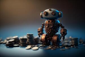 robot gold US dollar coin stock market forex trading graph futuristic Smart investment technology background, . photo