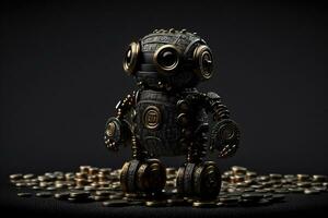 robot gold US dollar coin stock market forex trading graph futuristic Smart investment technology background, Generative AI. photo