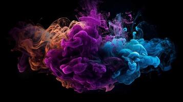 Smoke cloud design element on black background. . photo