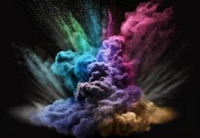 Beautiful fantasy Color explosion on dark background. . photo