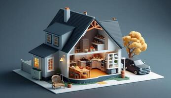 Home model with home loan concept, AI Generative. photo