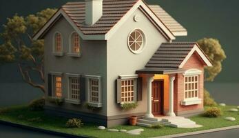 Home model with home loan concept, AI Generative. photo