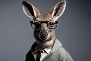 Portrait of a donkey with glasses and a formal suit. . photo