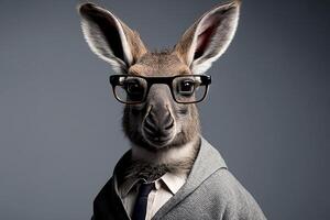 Portrait of a donkey with glasses and a formal suit. generative ai. photo